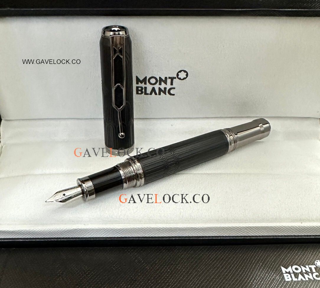 AAA Copy Montblanc Victor Hugo Black Barrel & Black Matte Clip Fountain Pen